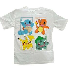 H&M White Kids Pokemon Starter Shirt with Blue, Orange, Yellow, Green